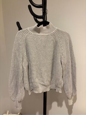GAP Light Gray Mock Neck Balloon Sleeve Sweater